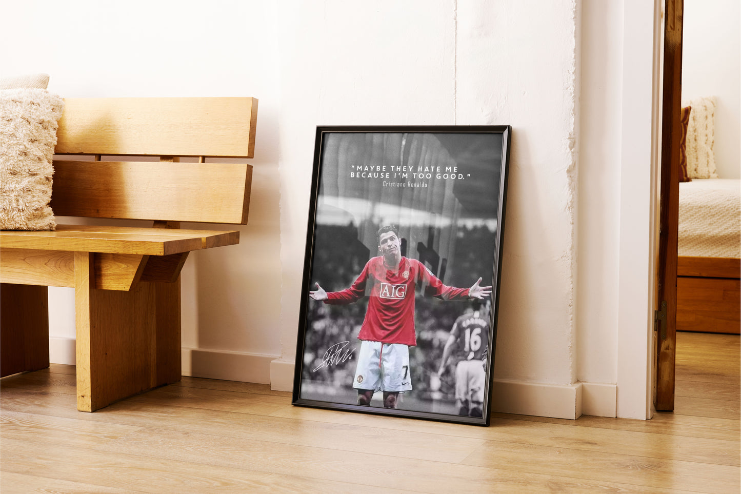 Cristiano Ronaldo Manchester United Poster Wall Art Quote "Maybe They Hate Me Because I'm Too Good" Sports Decor