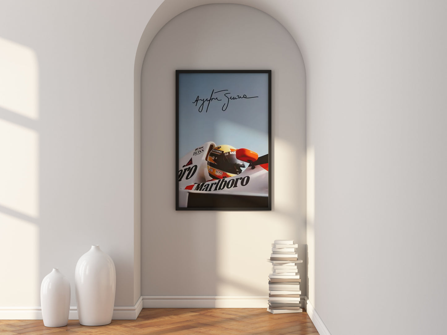 Ayrton Senna Formula 1 Poster – Grand Prix Abstract Racing Canvas Wall Art