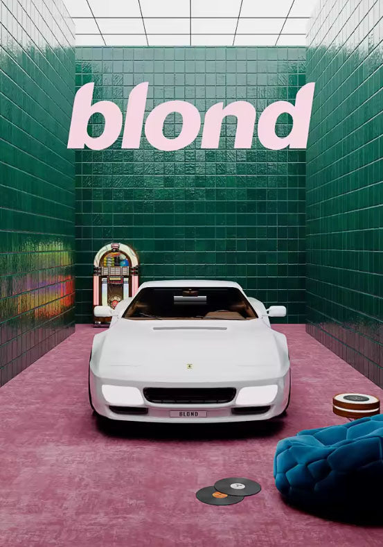 Frank Ocean Blond Poster: Classic Sports Car Album Art