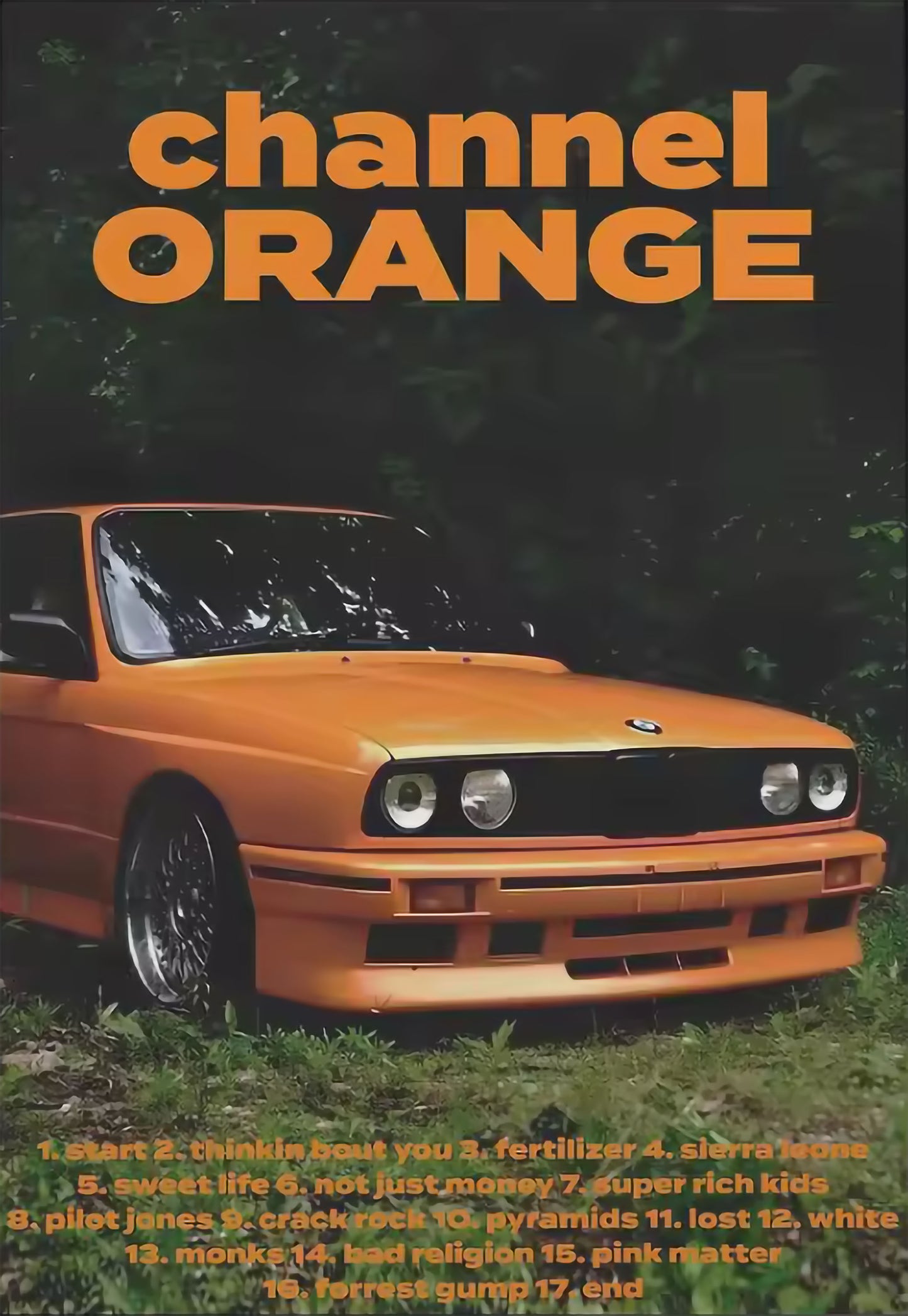 Frank Ocean Channel Orange Poster: Hypebeast Car Music Wall Art
