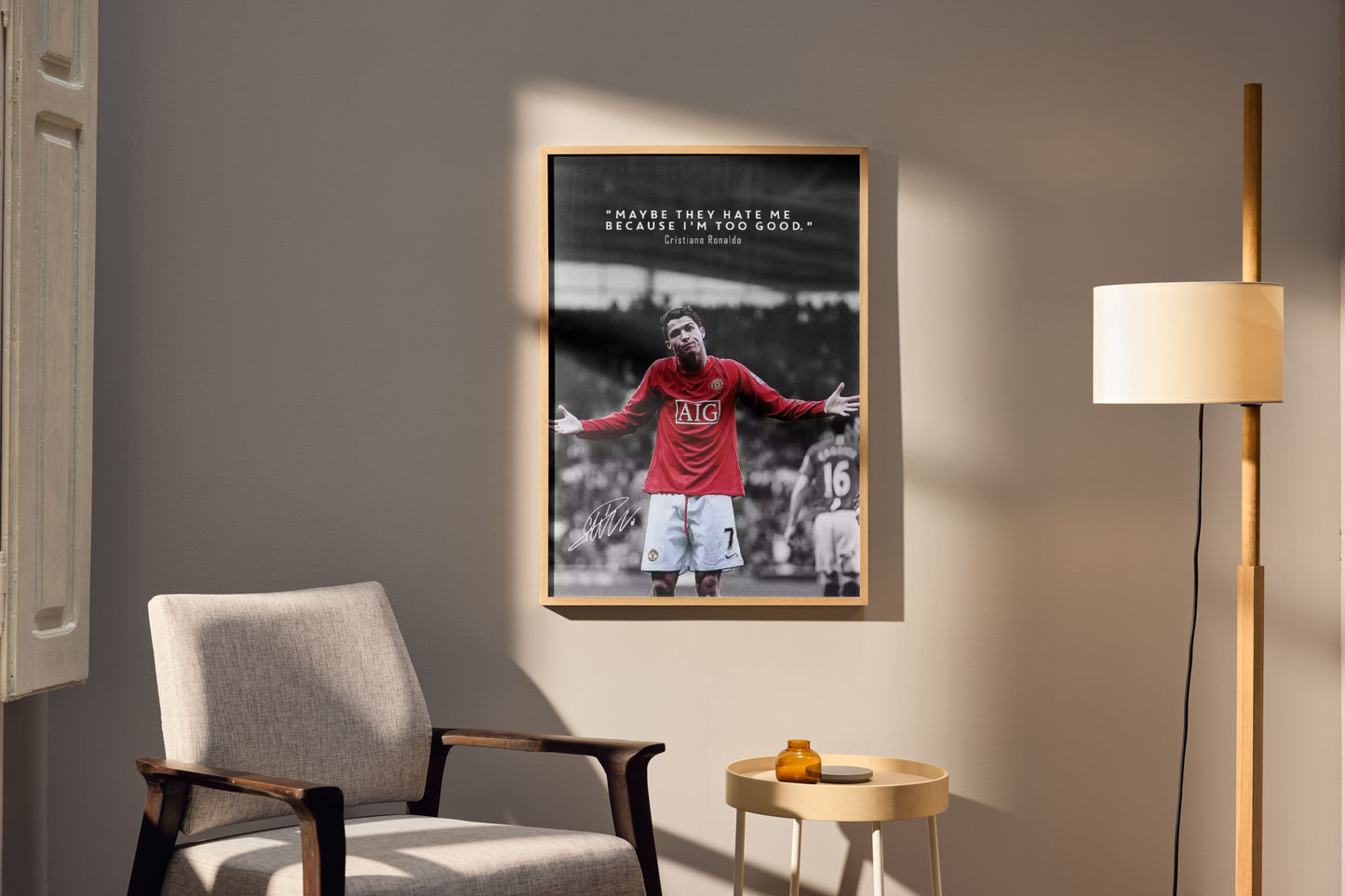 Cristiano Ronaldo Manchester United Poster Wall Art Quote "Maybe They Hate Me Because I'm Too Good" Sports Decor