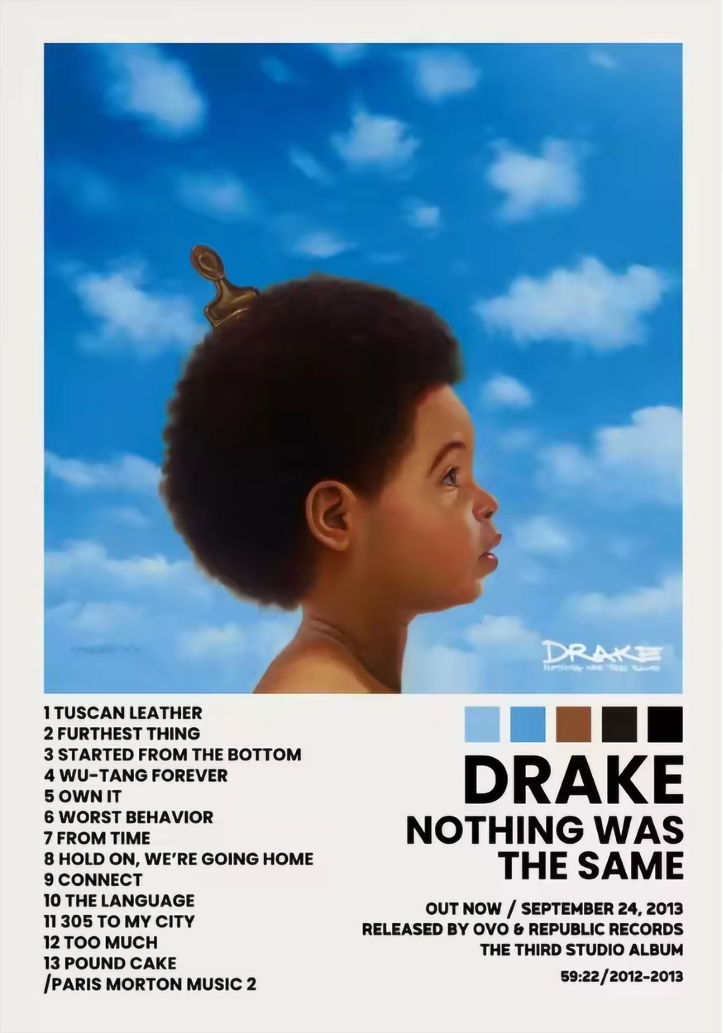 Drake Poster Nothing Was The Same Rap Hip Hop Poster Album Wall Art Cover