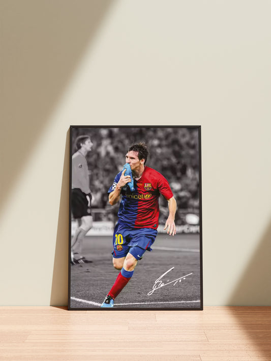 Lionel Messi Barcelona Poster – UCL Final Wall Art for Living Room & Home Décor