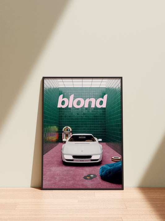 Frank Ocean Blond Poster: Classic Sports Car Album Art